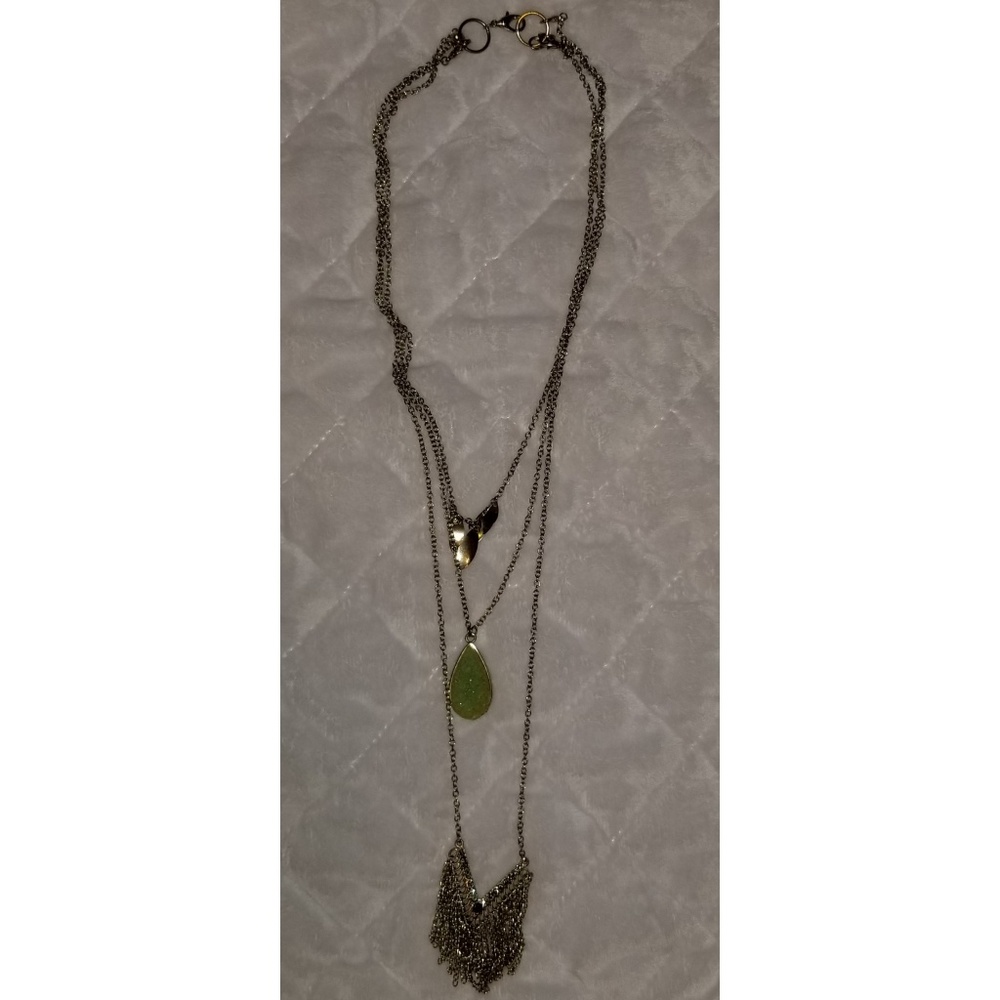 Rue21 | Gold & Emerald Rock Crystal Boho Necklace